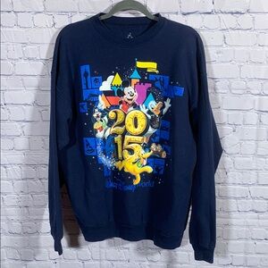 Disneyland Resort Walt Disney World 2015 Pullover Sweatshirt Blue Mickey Size L